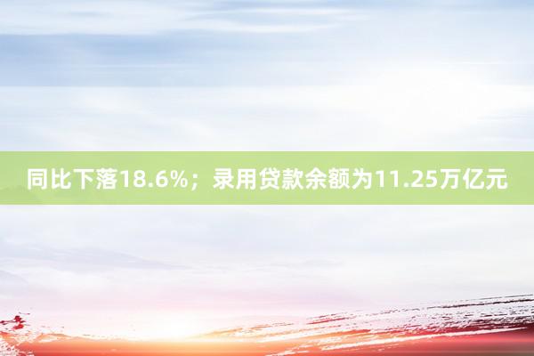 同比下落18.6%；录用贷款余额为11.25万亿元