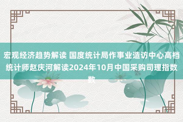 宏观经济趋势解读 国度统计局作事业造访中心高档统计师赵庆河解读2024年10月中国采购司理指数