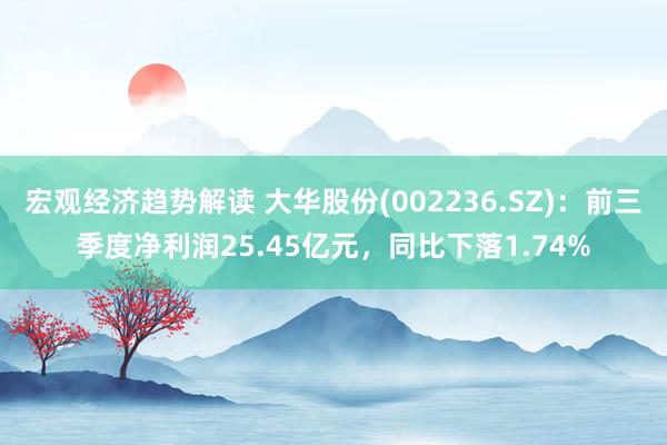 宏观经济趋势解读 大华股份(002236.SZ)：前三季度净利润25.45亿元，同比下落1.74%