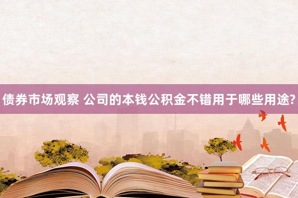 债券市场观察 公司的本钱公积金不错用于哪些用途?