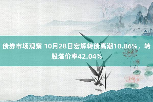 债券市场观察 10月28日宏辉转债高潮10.86%，转股溢价率42.04%