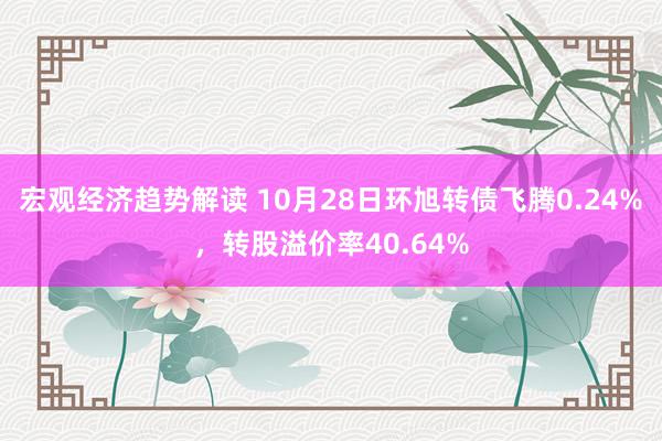 宏观经济趋势解读 10月28日环旭转债飞腾0.24%，转股溢价率40.64%