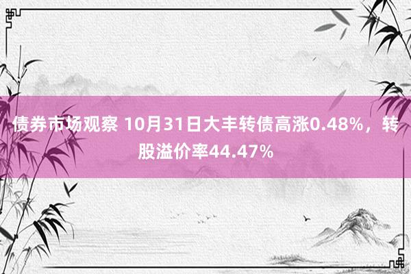 债券市场观察 10月31日大丰转债高涨0.48%，转股溢价率44.47%