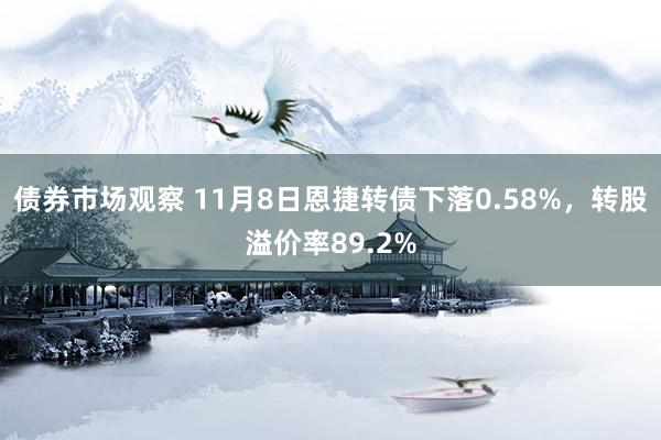 债券市场观察 11月8日恩捷转债下落0.58%，转股溢价率89.2%