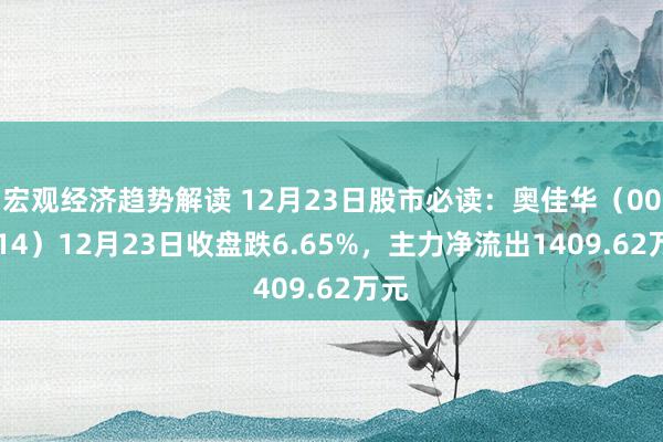 宏观经济趋势解读 12月23日股市必读：奥佳华（002614）12月23日收盘跌6.65%，主力净流出1409.62万元