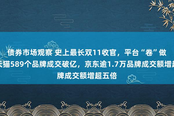 债券市场观察 史上最长双11收官，平台“卷”做事，天猫589个品牌成交破亿，京东逾1.7万品牌成交额增超五倍