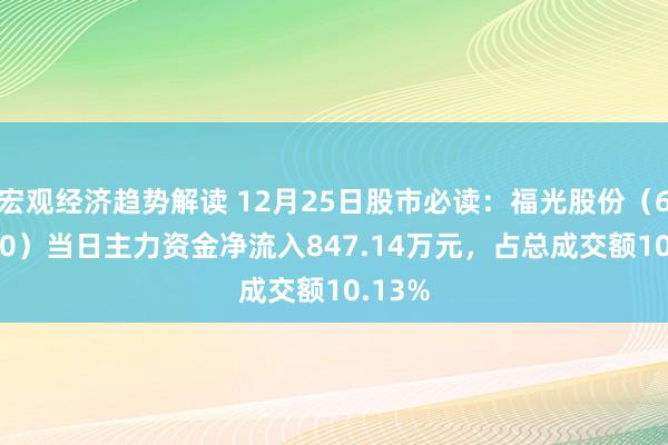 宏观经济趋势解读 12月25日股市必读：福光股份（688010）当日主力资金净流入847.14万元，占总成交额10.13%