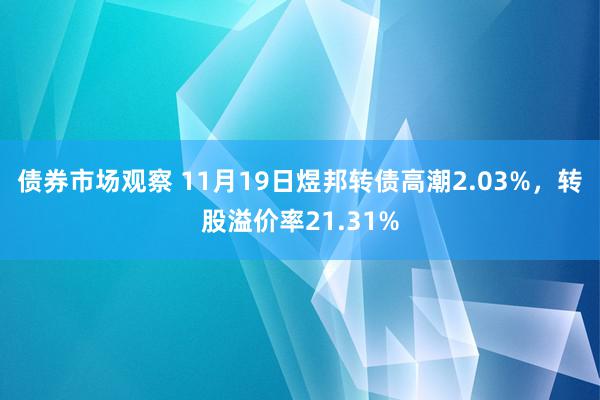 债券市场观察 11月19日煜邦转债高潮2.03%，转股溢价率21.31%