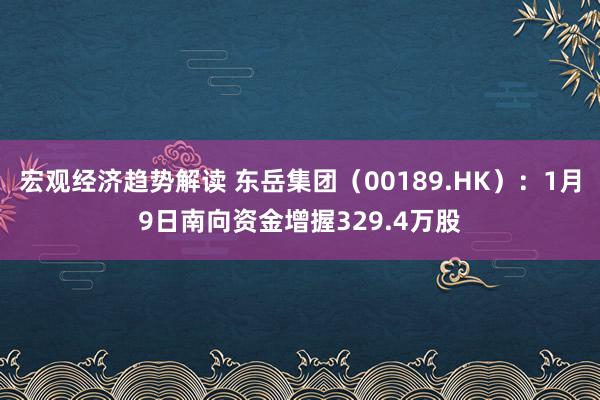 宏观经济趋势解读 东岳集团（00189.HK）：1月9日南向资金增握329.4万股