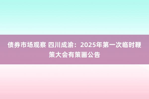 债券市场观察 四川成渝：2025年第一次临时鞭策大会有策画公告