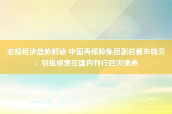 宏观经济趋势解读 中国再保障集团副总裁朱晓云：积极探索在国内刊行巨灾债券