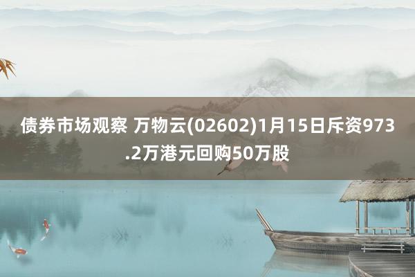 债券市场观察 万物云(02602)1月15日斥资973.2万港元回购50万股