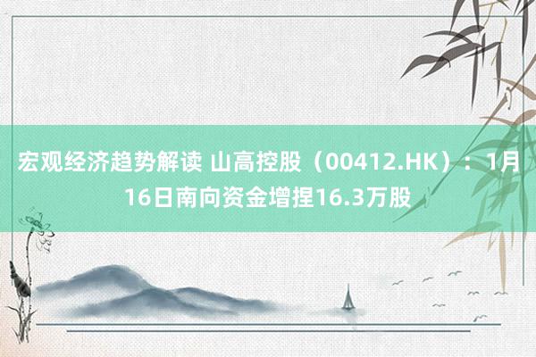 宏观经济趋势解读 山高控股（00412.HK）：1月16日南向资金增捏16.3万股