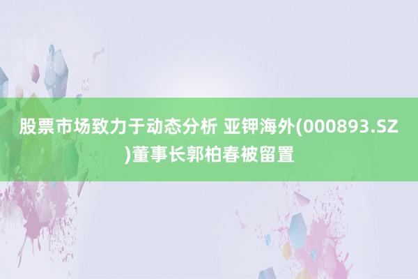 股票市场致力于动态分析 亚钾海外(000893.SZ)董事长郭柏春被留置