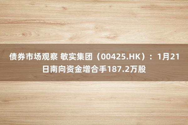 债券市场观察 敏实集团（00425.HK）：1月21日南向资金增合手187.2万股