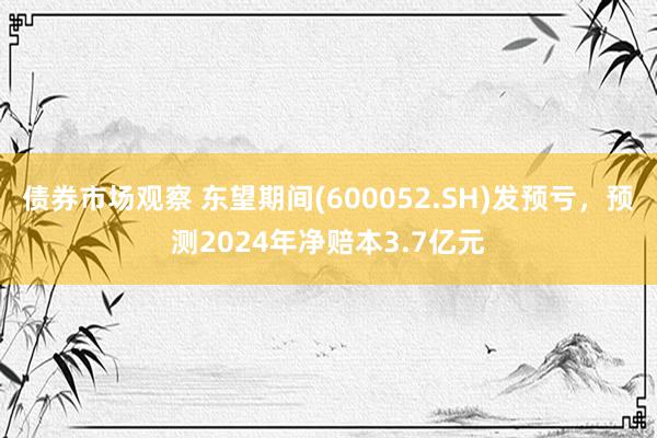 债券市场观察 东望期间(600052.SH)发预亏，预测2024年净赔本3.7亿元