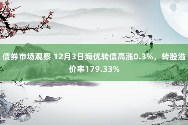 债券市场观察 12月3日海优转债高涨0.3%，转股溢价率179.33%