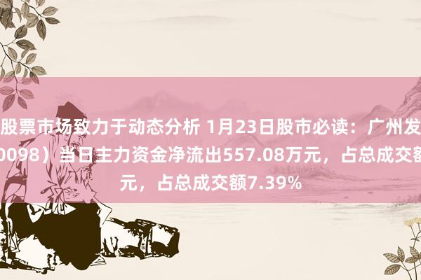 股票市场致力于动态分析 1月23日股市必读：广州发展（600098）当日主力资金净流出557.08万元，占总成交额7.39%