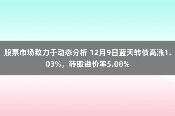 股票市场致力于动态分析 12月9日蓝天转债高涨1.03%，转股溢价率5.08%