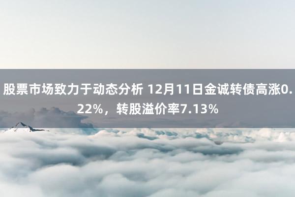 股票市场致力于动态分析 12月11日金诚转债高涨0.22%，转股溢价率7.13%