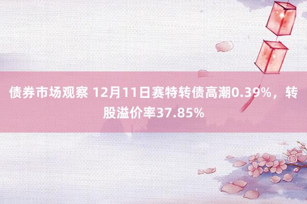 债券市场观察 12月11日赛特转债高潮0.39%，转股溢价率37.85%