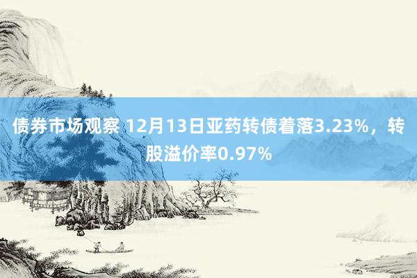 债券市场观察 12月13日亚药转债着落3.23%，转股溢价率0.97%