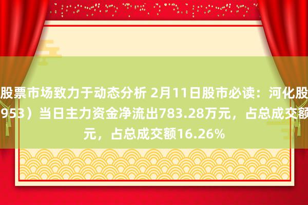 股票市场致力于动态分析 2月11日股市必读：河化股份（000953）当日主力资金净流出783.28万元，占总成交额16.26%