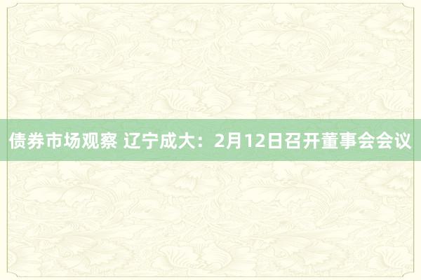 债券市场观察 辽宁成大：2月12日召开董事会会议