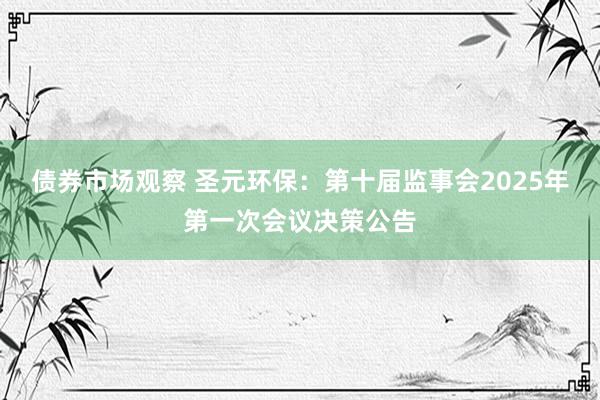 债券市场观察 圣元环保：第十届监事会2025年第一次会议决策公告