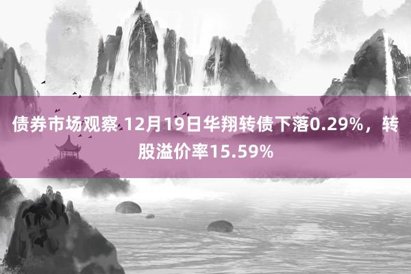 债券市场观察 12月19日华翔转债下落0.29%，转股溢价率15.59%