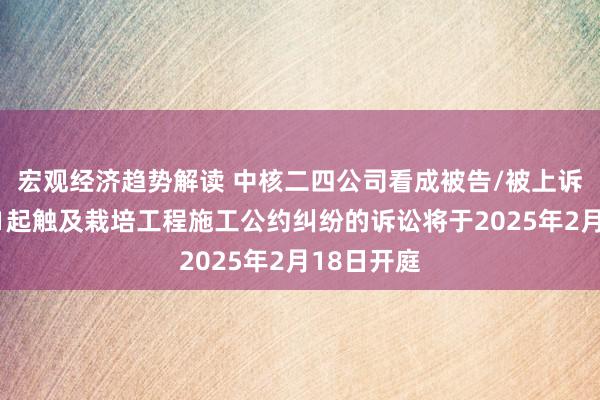 宏观经济趋势解读 中核二四公司看成被告/被上诉东谈主的1起触及栽培工程施工公约纠纷的诉讼将于2025年2月18日开庭