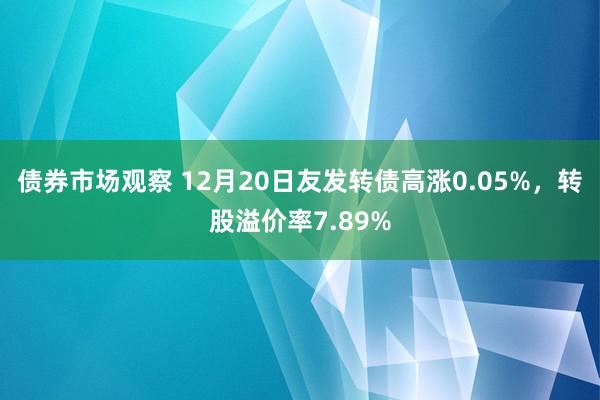 债券市场观察 12月20日友发转债高涨0.05%，转股溢价率7.89%