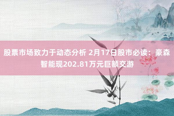 股票市场致力于动态分析 2月17日股市必读：豪森智能现202.81万元巨额交游