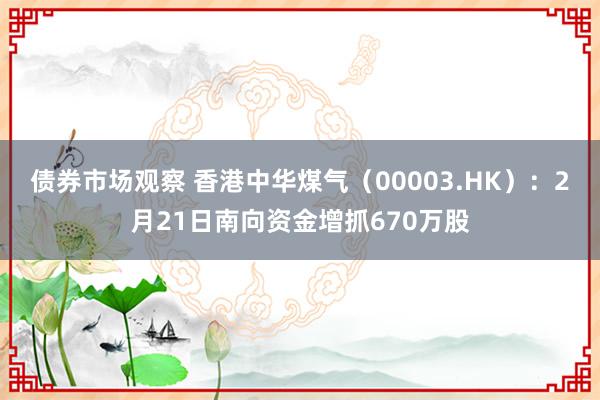 债券市场观察 香港中华煤气（00003.HK）：2月21日南向资金增抓670万股