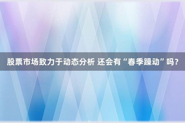 股票市场致力于动态分析 还会有“春季躁动”吗？