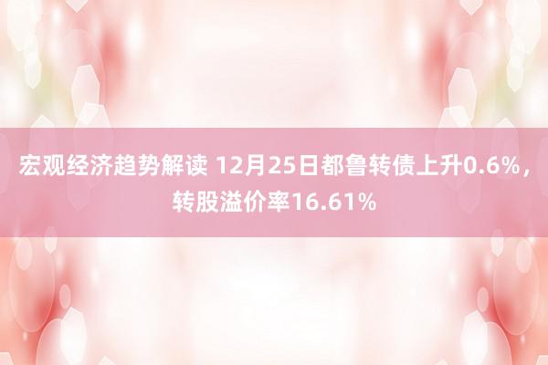 宏观经济趋势解读 12月25日都鲁转债上升0.6%，转股溢价率16.61%