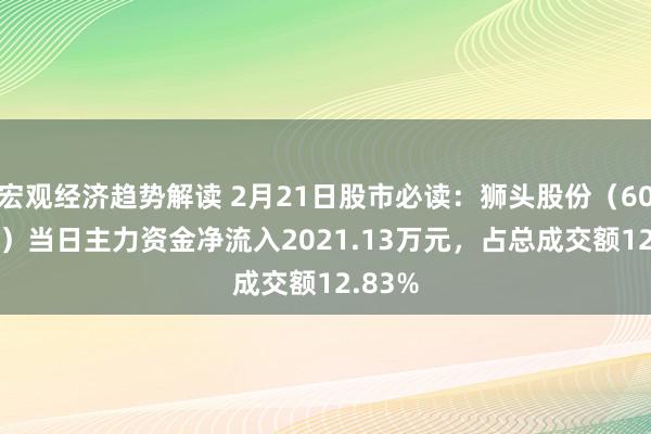 宏观经济趋势解读 2月21日股市必读：狮头股份（600539）当日主力资金净流入2021.13万元，占总成交额12.83%