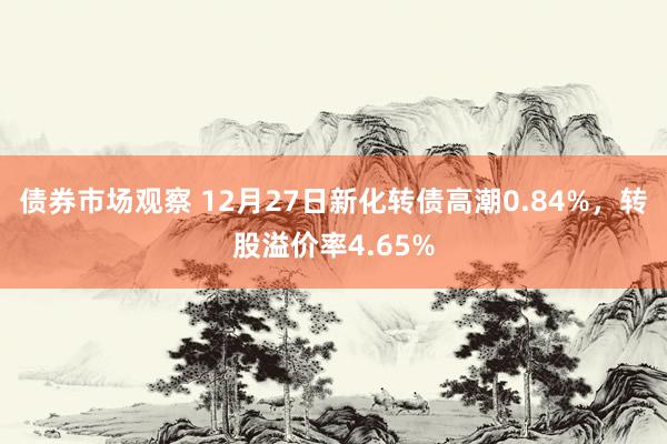 债券市场观察 12月27日新化转债高潮0.84%，转股溢价率4.65%