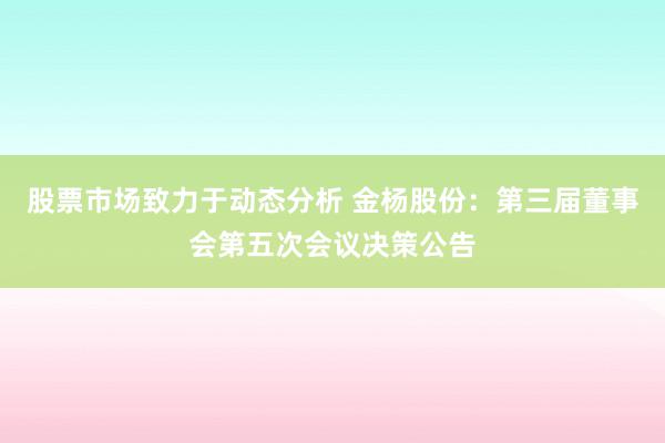 股票市场致力于动态分析 金杨股份：第三届董事会第五次会议决策公告