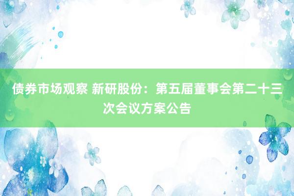 债券市场观察 新研股份：第五届董事会第二十三次会议方案公告