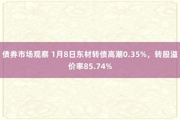 债券市场观察 1月8日东材转债高潮0.35%，转股溢价率85.74%